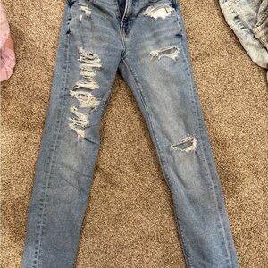 American Eagle Outfitters Ripped Blue Skinny Jeans